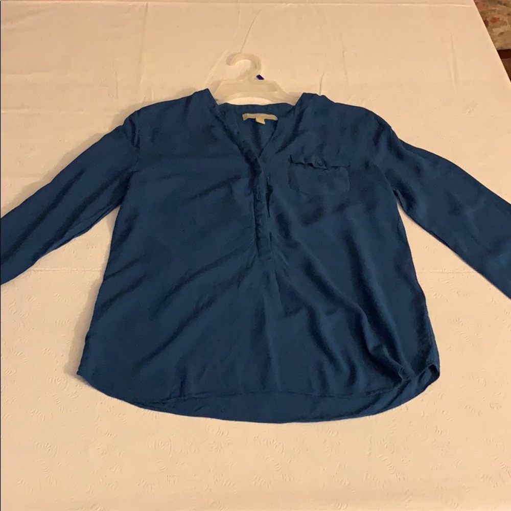 Banana Republic Royal Teal V Neck Blouse